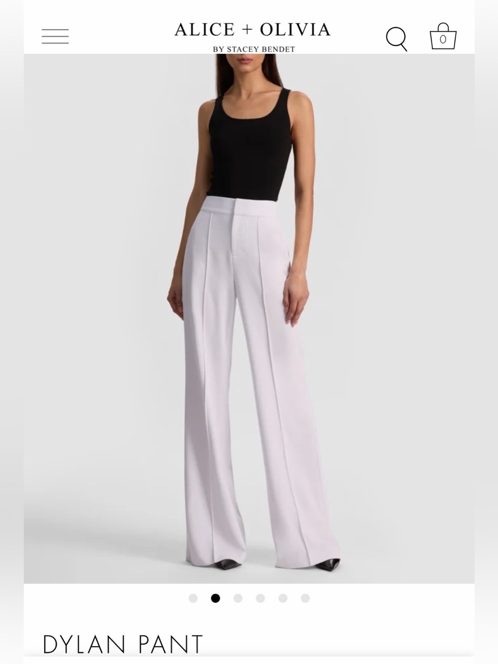 Alice + Olivia Dylan Women's Wide-Leg Pants in White NWT